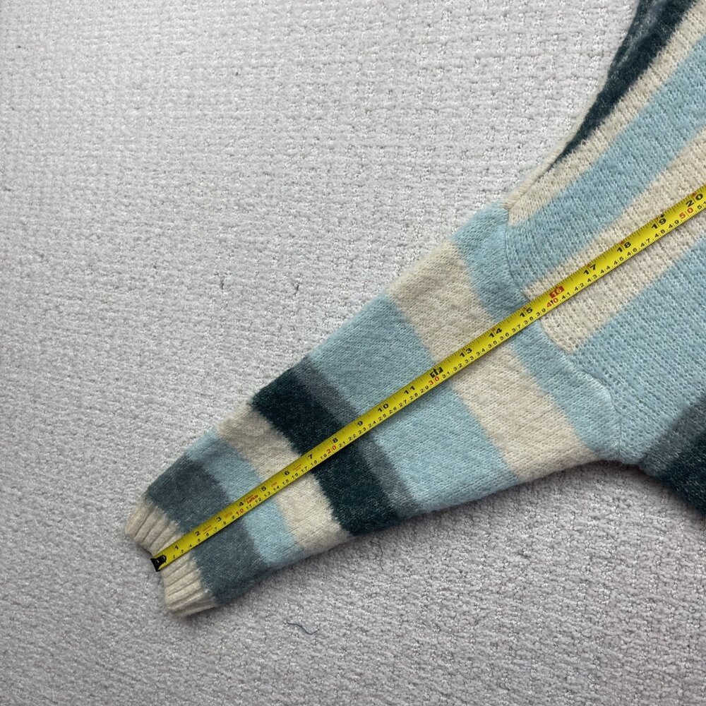Ardene Jumper Wool Blend Crop Sweater Cozy Knit Wom L / XL Blue / Off-White - Picture 9 of 13